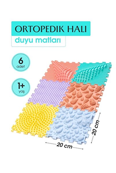 Ortohalı 6 Modüllü Ortopedik Halı Çocuk Masaj Paspası Renkli Puzzle Çocuk Mas...