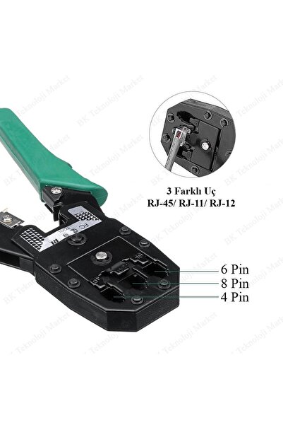 BK Teknoloji Rj45-rj11-rj9 Kablo Sıkma Pensesi + Kablo Soyma Aracı