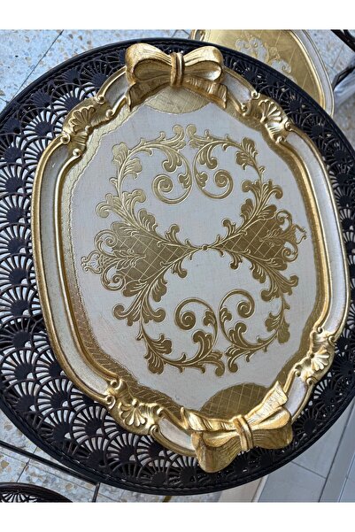 LM Esterhomedecor - Rosewood Patterned Large Size Tray for 10 People 42*52cm