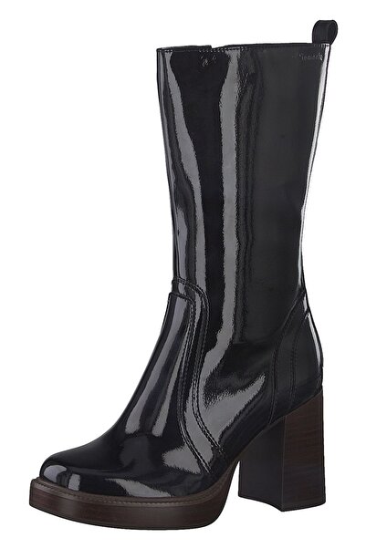 Tamaris Damen Elegante Stiefel  1-25319-29 Schwarz 018 Black Patent Kunstleder mit COMF.Lin+TOUCH