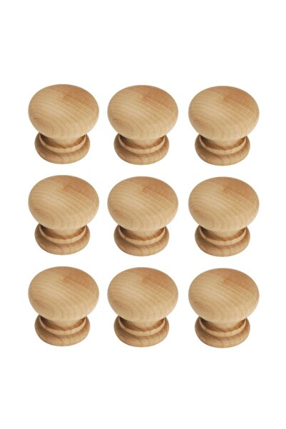 kralkulp 9 Adet Mobilya Kulp, Doğal Ham Ahşap Mantar Düğme Kulp Gürgen