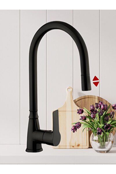 NSK Alamera Pull Out (Spiralli) Eviye Bataryası Mat Siyah