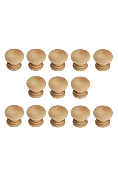kralkulp 13 Adet Mobilya Kulp, Doğal Ham Ahşap Mantar Düğme Kulp