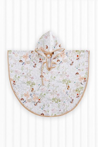 tinylamb Baby Ecru Garden Bamboo Cotton Hooded Muslin Poncho