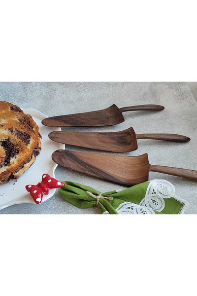 İlya Woodart Spatula, Trowel Spatula, Cake Serving, Pastry Serving, Walnut Wood Spatula