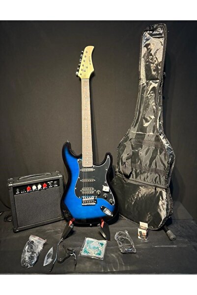 müzikhane Elektro Gitar set BlueBurst (Gitar-Amfi-Stand-Kablo-Askı-Kapo-Akort...