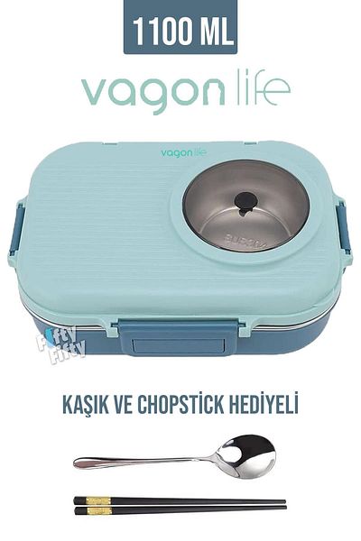 Vagonlife 1100 ML Soup Bowl-Stainless Steel Bento Lunch Box with Metal Spoon New Generation Expiry Bowl-f