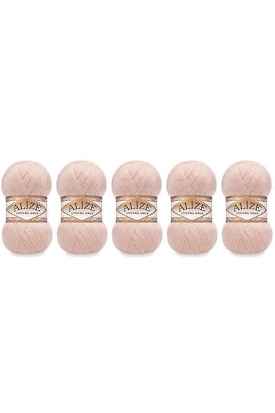 Alize Angora Gold Νήματα Πλεξίματος Χεριών 100 gr 5 Τεμάχια Χρώμα 404 Ανοιχτή Πούδρα