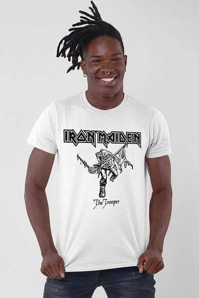 ROCKANDROLL Ανδρικό κοντομάνικο μπλουζάκι Iron Maiden Λευκό