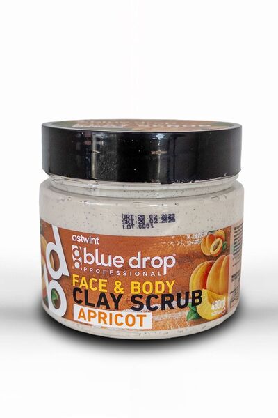 BLUE DROP مقشر طين للوجه 480 مل - مقشر للجسم، ملطف بالمشمش