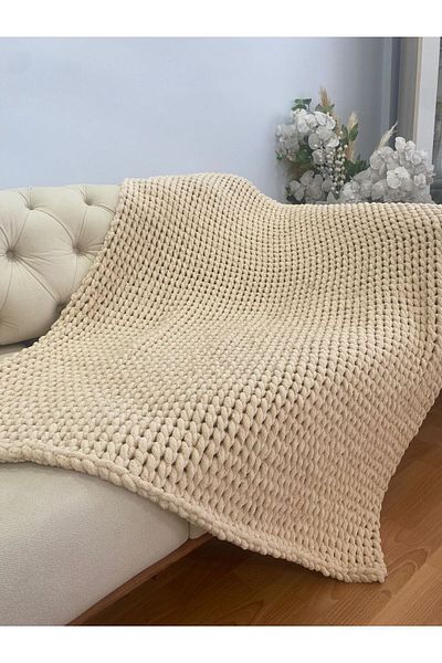 VATOL KNITTED TV BLANKET - TV BLANKET - SEAT CHALK, BLANKET, SINGLE PERSON BLANKET
