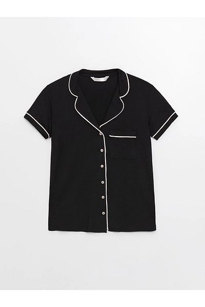 LC Waikiki Set de pijamale cu guler cămașă pentru femei cu pantaloni scurți - mânecă scurtă