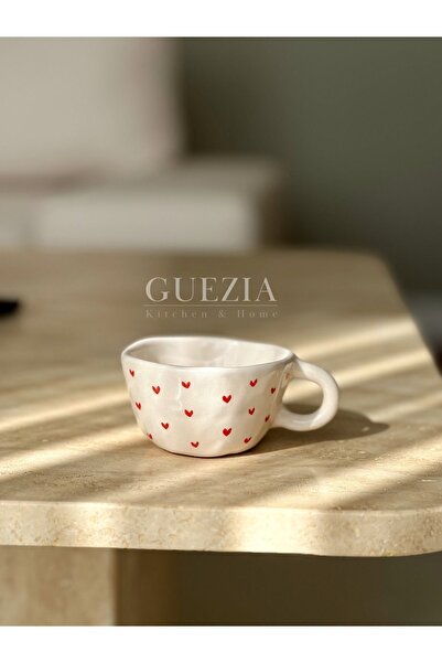 GUEZIA Love Fincan | El Yapımı Seramik Kahve Fincanı | 1 Adet | 100 ml