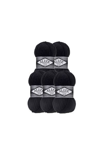 Alize Superlana Maxi 5 Pieces Μαύρο Χρώμα Πλεξούδα Σχοινί Κωδικός χρώματος: 60
