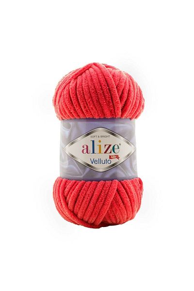 Alize 5 bucăți fire de tricotat manual din catifea Velluto Culoare: 56 Roșu