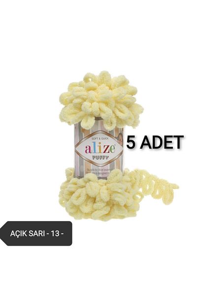 Alize Σχοινί πλεξίματος δακτύλων 5 τεμαχίων Σχοινί πλεξίματος χειρός Κωδικός χρώματος: ανοιχτό κίτρινο-13-5 Yumak Σχοινί πλεξίματος χειρός
