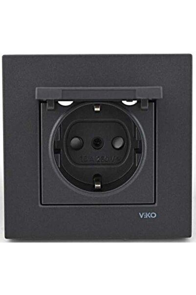 VİKO Artline Novella Füme Kapaklı Çerçeveli Topraklı Priz
