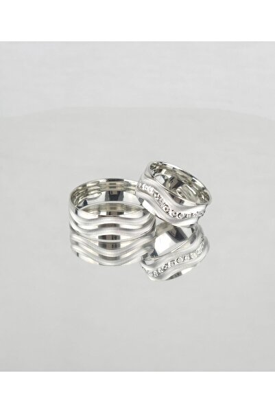 Gri Gümüş Renkli Uyum Halkası 925 Ayar Gümüş Alyans, Nişan Ve Söz Yüzüğü