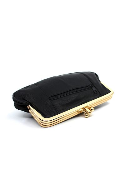 OLLBAG Portofel de dama cu clip din piele naturala