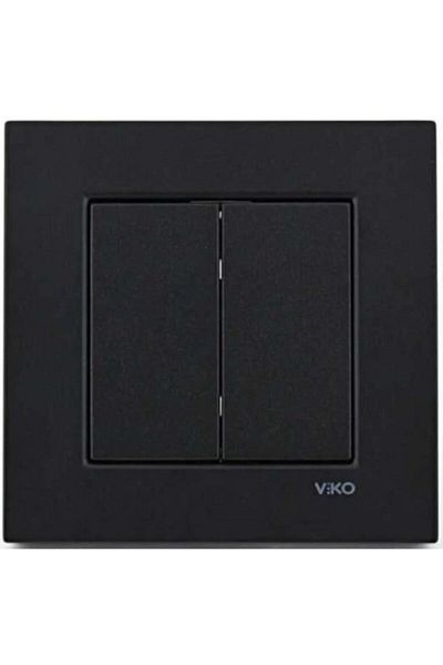 VİKO Viko Artline Novella Black Double Key Commutator with Frame (Mechanism+Cover+Frame)