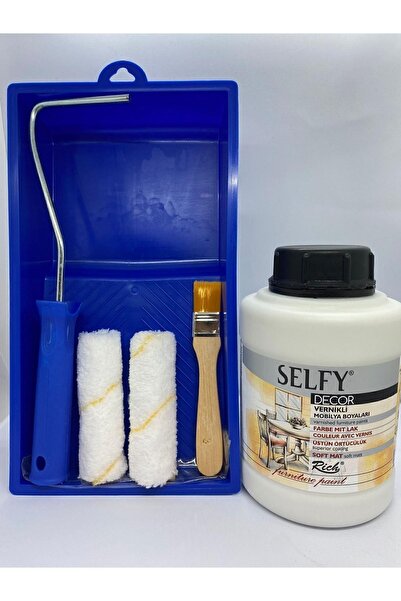 Rich Selfy Decor Kendinden Vernikli Mobilya Boyası 1250 Cc Antik Beyaz Boyama Rulo Seti