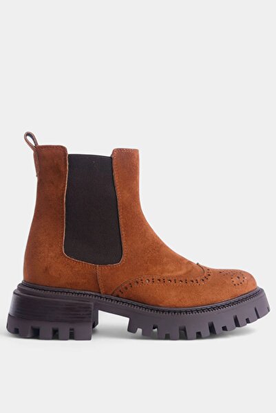 SAYL Taba Yanları Lastikli Kalın Taban Chelsea Kadın Bot