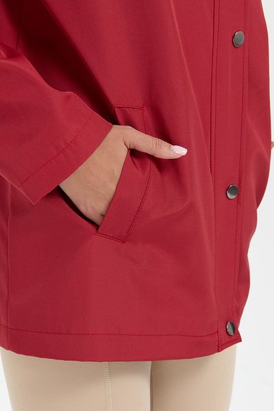 Desen Triko Brick Color Hooded Women's Trench Coat - Side Pocket