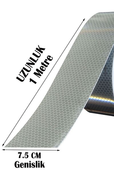 Badem10 White Reflective Highlighter Vehicle Warning Tape - 7.5 Cm 1 Mt