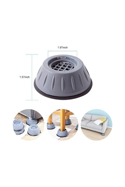 Toptanpro 4 bucăți opritoare anti-vibrații pentru mașina de spălat rufe (10 cm X 4 cm)