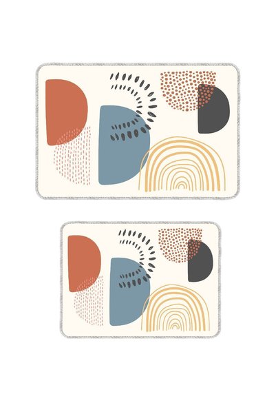 Artızon Decorative Modern Design Non-Slip Base Washable Set Set Colorful Bath Mat 50X60-60X90 cm