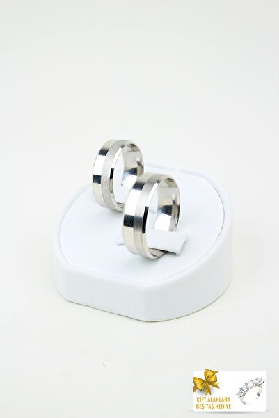 Gri Gümüş Saf Parıltı Birleşimi 925 Ayar Gümüş Alyans, Nişan ve Söz Yüzüğü