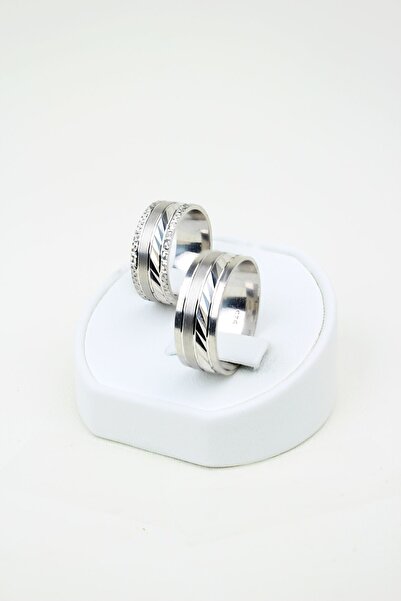 Gri Gümüş Işıltılı Sevgi Bağı 925 Ayar Gümüş Alyans, Nişan ve Söz Yüzüğü