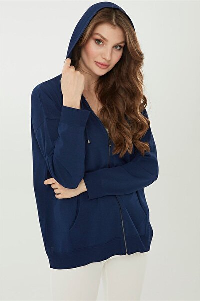 Desen Triko Tricotaj de damă Cardigan de vară cu glugă Bleumarin