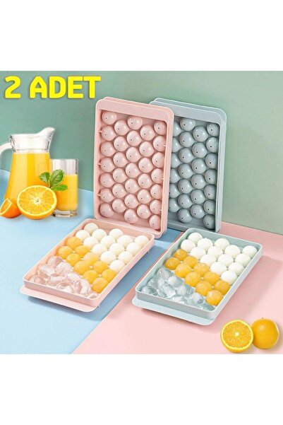 Genel Markalar 2 ADET LİV Küre Buz Kalıbı Kapaklı 33 Hazneli Yuvarlak Buz Kal...
