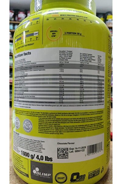 Olimp Whey Isolate Protein Çikolata Aromalı 1800 gr Izole Tozu Bcaa Glutamin Arjinin Güç Vitamin