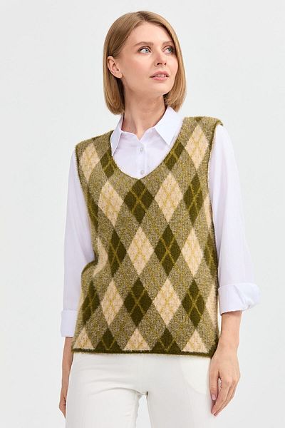 Desen Triko Women's Argyle Patterned Sweater 4