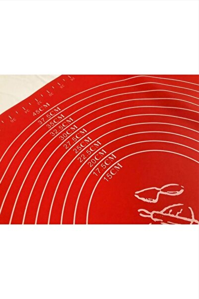 Makkam Home Büyük Boy Silikon Kırmızı Hamur Açma Matı Büyük Ölçü 45x65 Büyük