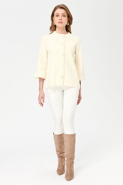 Desen Triko Women's Stand Collar Jacket - Bone Color