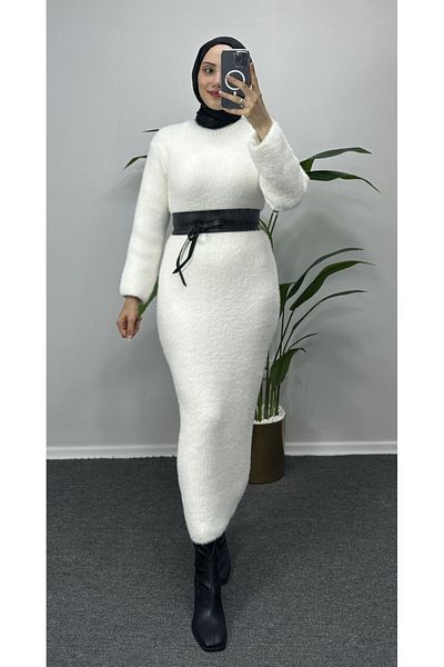 bybaharoz 130 cm Bearded Knitwear Dress - Not Belted