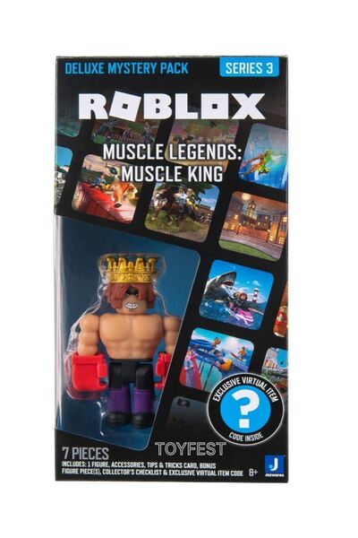 TOYFEST ROBLOX Deluxe Mystery Pack Series 3 Muscle Legends: Muscle King Figure - 9 cm Online Game with Code