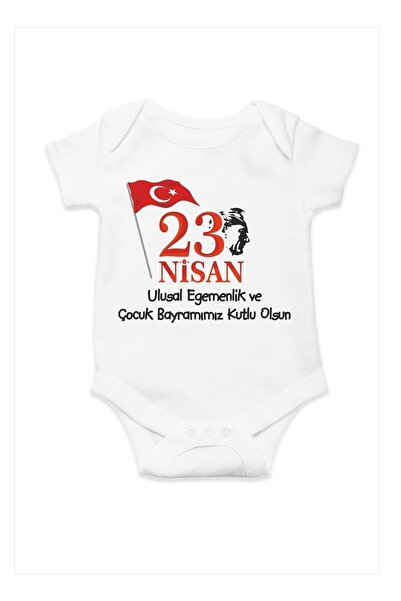Hediyenza 23 Nisan Çocuk Bayramı Atatürk Baskılı Pamuklu Bebek Body & Zıbın