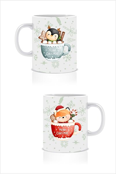 Hediyenza Yeni Yıl Özel Yılbaşı 2025 Tasarım Çift Kupa Bardak / Mug