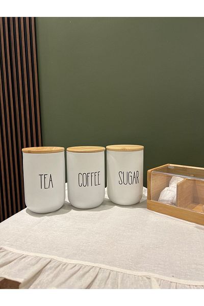 may home design 3-Compartment Tea Box/3-Piece Spice Rack Set