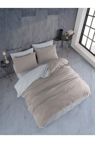 NANOSOFT Duvet Cover Set King Size Beige-grey