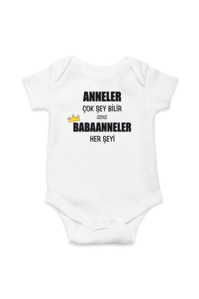 Mothers Know a Lot Grandmothers Printed Everything Half Sleeve Baby Bodysuit