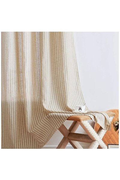 HOME ART ATELIER hand made Vintage Linen Curtain - Natural, Non-Pleated, Single Wing, EN X BOY)