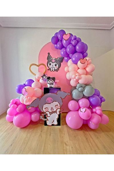 asöy Kuromi Birthday 75 Pieces Balloon Chain - 1 Balloon Apparatus