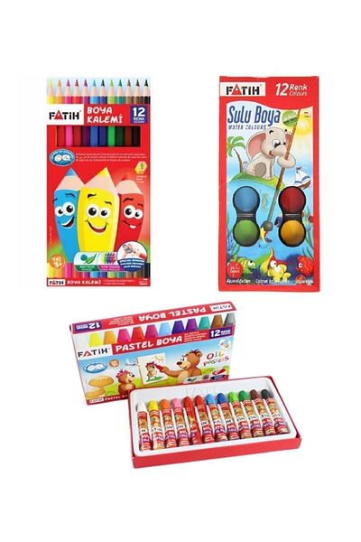 Fatih 3-Piece Paint Stationery Set (Dry+water+pastel Paint)
