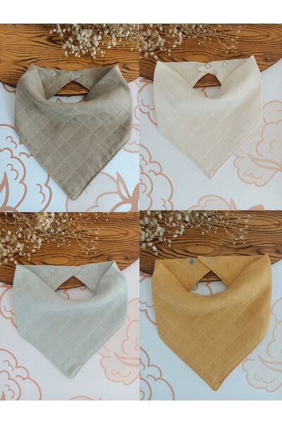 AngelsHug %100 Organik Müslin Çift Katlı Bebek Fuları Yakalık Mama Ve Salya Önlüğü Bez Bez 12 Adet 40 Cm