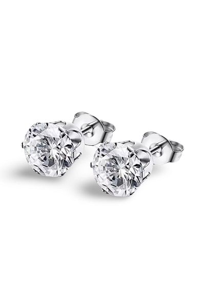 ARASKO 316L Surgical Steel Zircon Solitaire Unisex Earrings (SIZE CHOOSE) 1 Pair